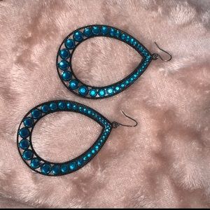 teal oval hoop earrings